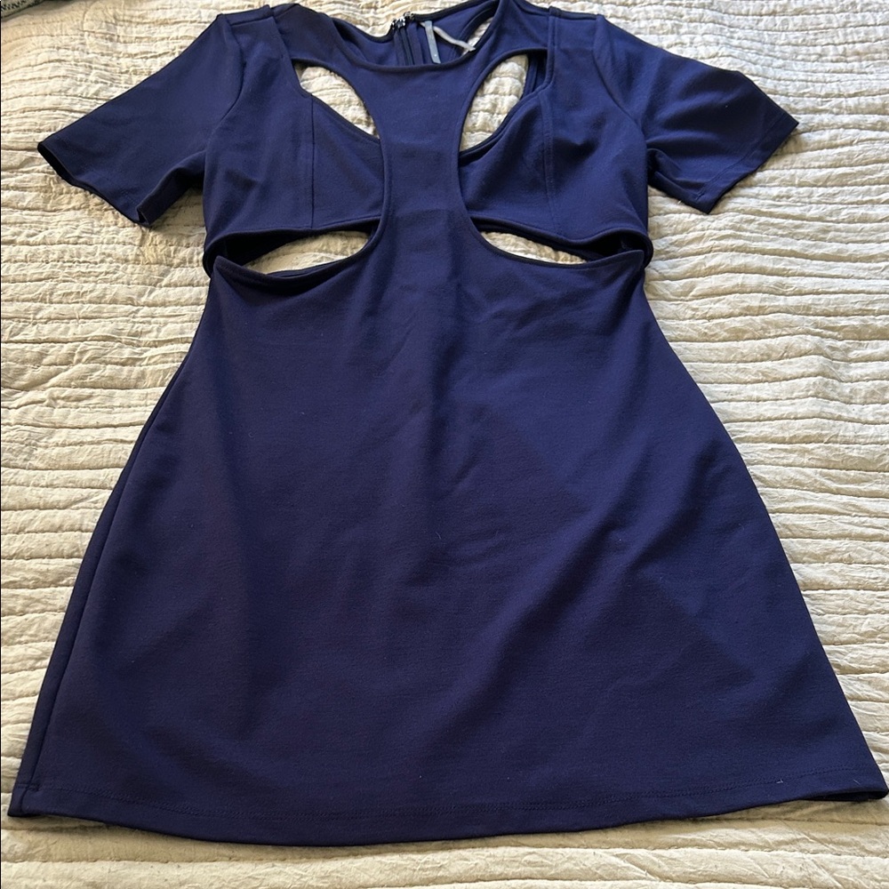 Anthropologie Navy Blue Ponte Cutout Dress